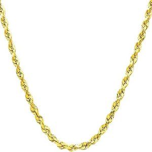 ORENTINI 18K Gold Plated 4MM Rope Style Necklace Chain For Men And Women
